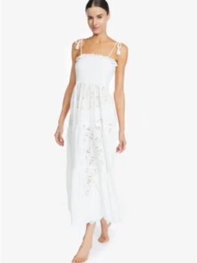 Robin Piccone White Eyelet Cotton Maxi Dress